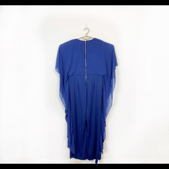 Batwing Chiffon Jumpsuit Retro Style 70s Look XXL Blue Women's Disco Chic - Picture 3 of 12